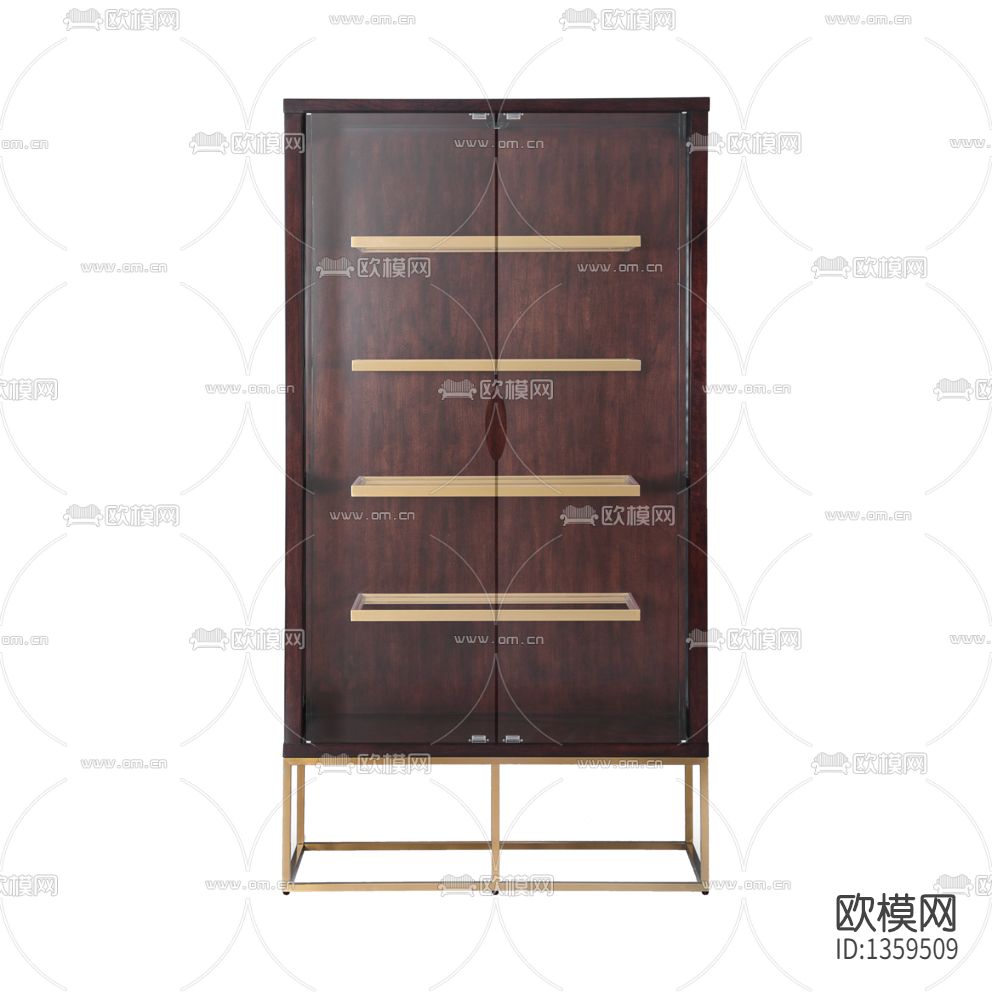 新中式轻奢实木不锈钢展柜下载（渲染图1）