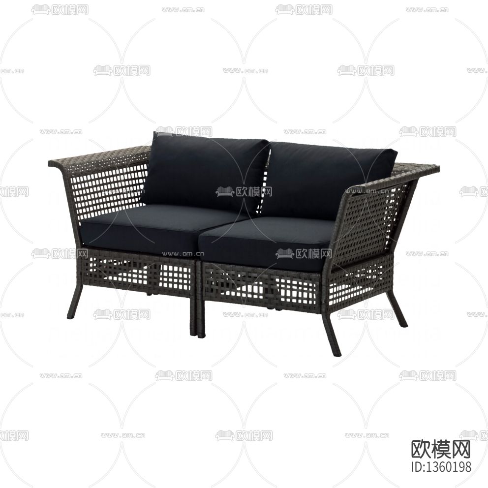现代简约藤编布艺双人户外沙发