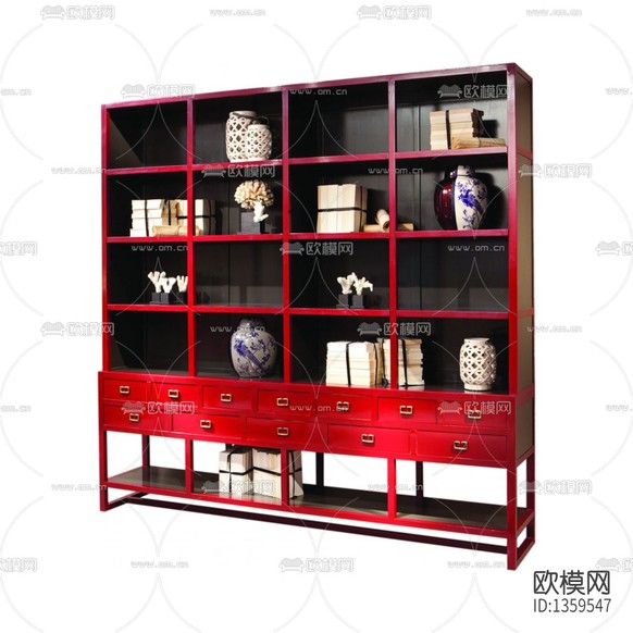 新中式禅意实木金属展柜下载