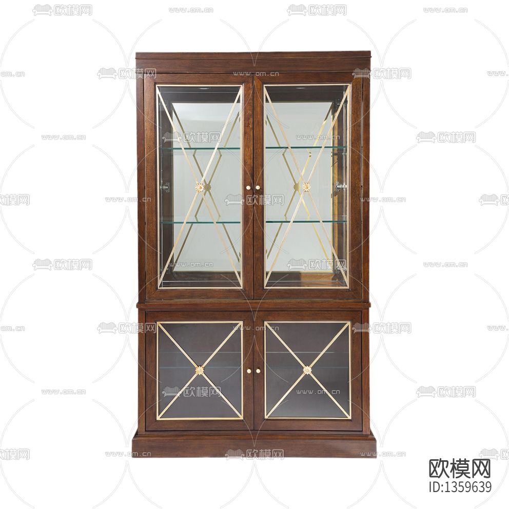 美式轻奢实木不锈钢展柜下载（渲染图1）