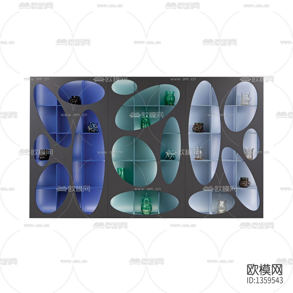 现代极简创意实木展柜下载