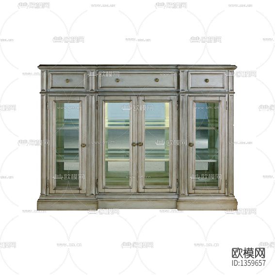 美式复古做旧实木玻璃展柜下载