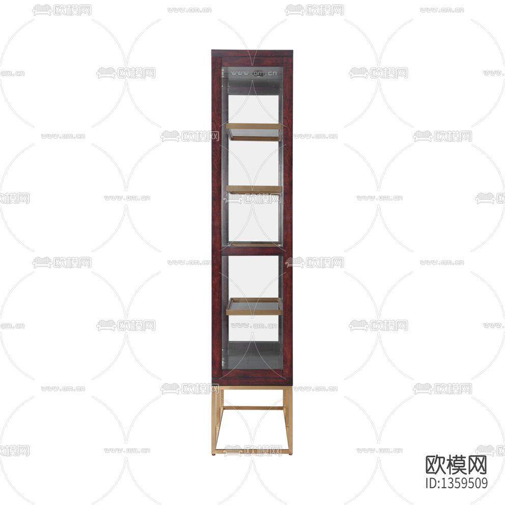 新中式轻奢实木不锈钢展柜下载（渲染图2）