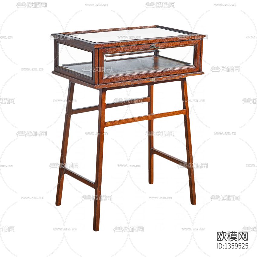 美式复古实木玻璃展柜下载