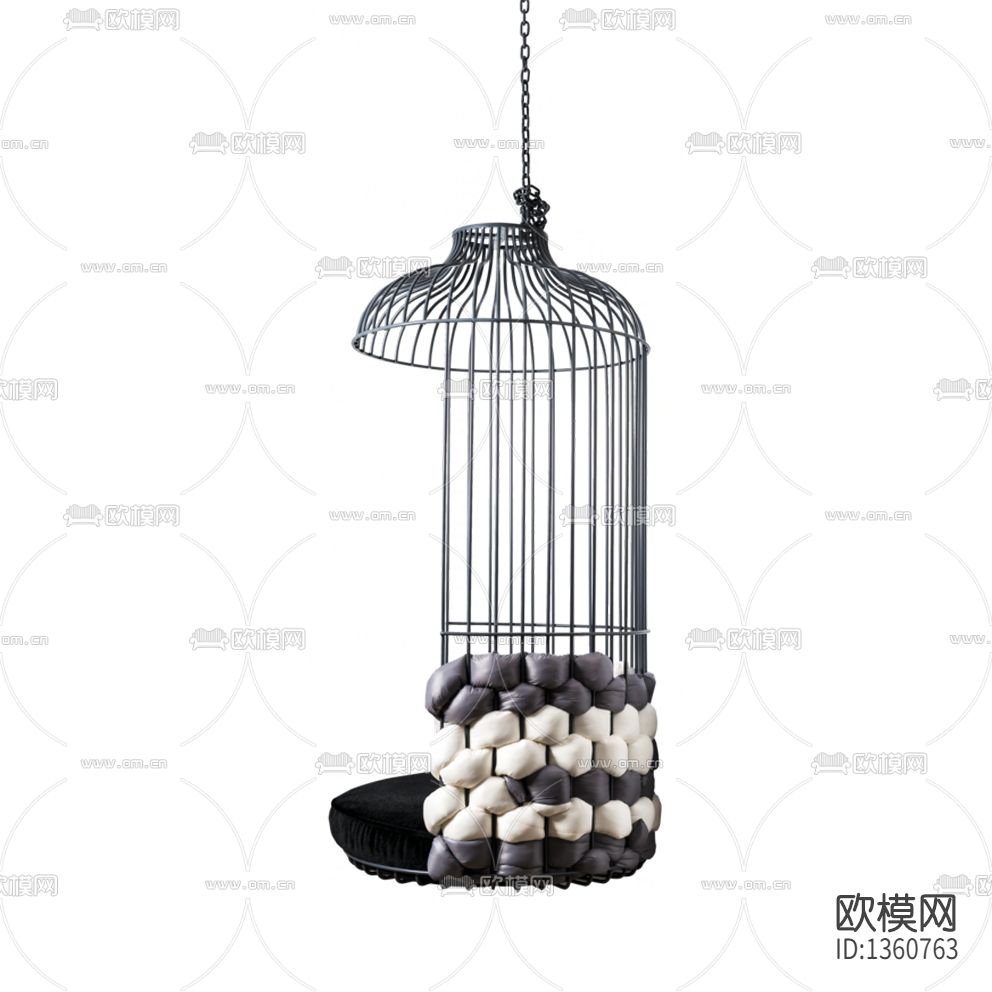 现代轻奢不锈钢软包鸟笼吊篮