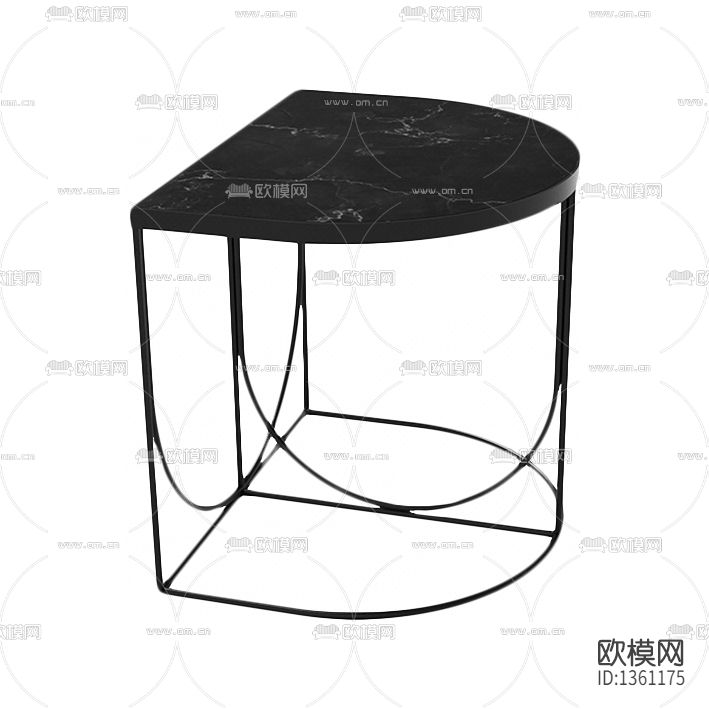 现代轻奢创意不锈钢大理石半弧形角几