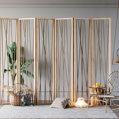 麻绳屏风隔断单椅3d模型