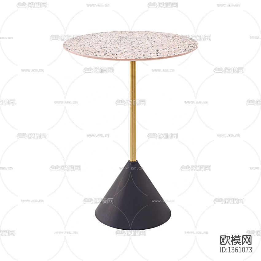 北欧极简铁艺大理石圆形角几下载