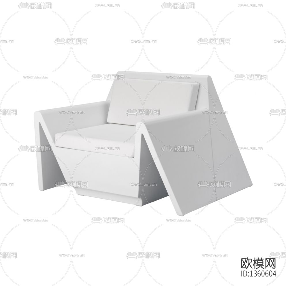 现代极简创意布艺单人沙发下载（渲染图1）