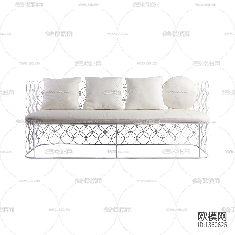 北欧简约铁艺三人户外沙发下载