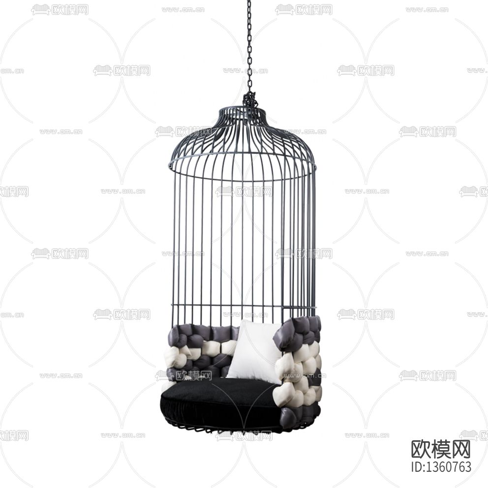 现代轻奢不锈钢软包鸟笼吊篮