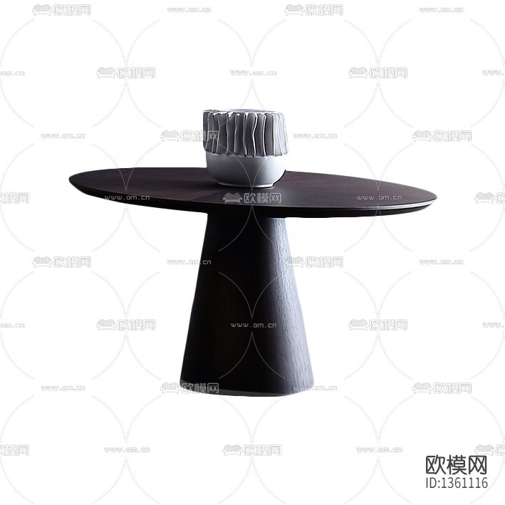 新中式极简实木椭圆形角几