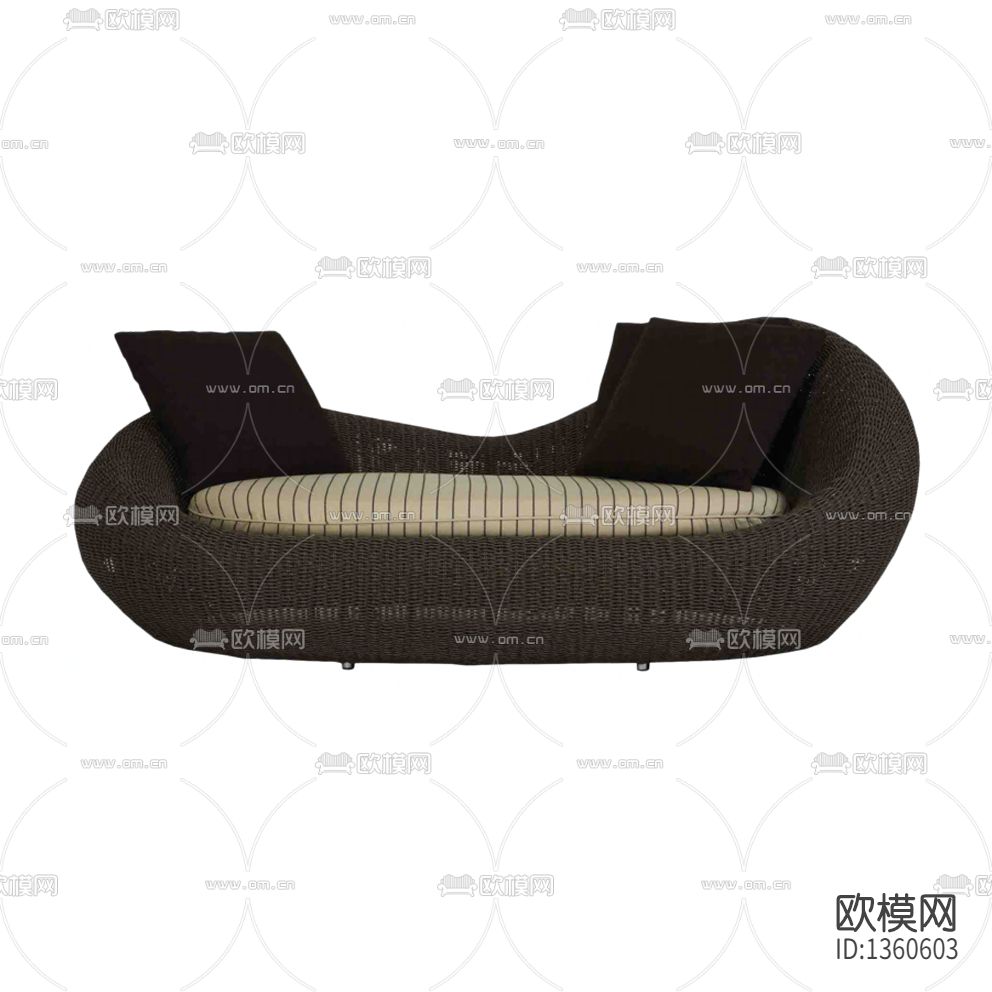 北欧简约创意藤编布艺双人沙发下载