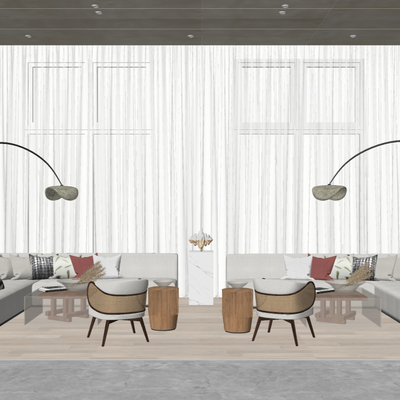  现代公司休息区su模型 