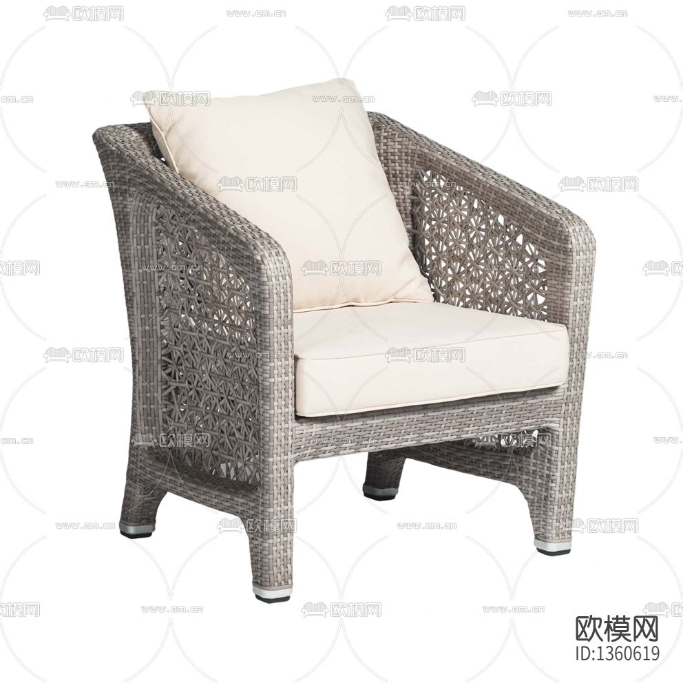 北欧简约实木藤编布艺单人户外沙发下载