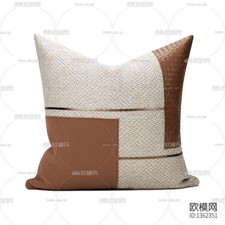 现代简约几何皮革布艺拼接抱枕下载