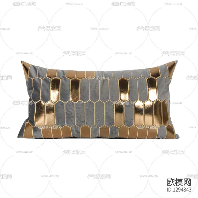 现代轻奢绒布金属贴布绣花抱枕下载（渲染图2）