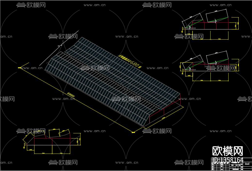 太阳能供热温室大棚cad施工图下载（渲染图3）