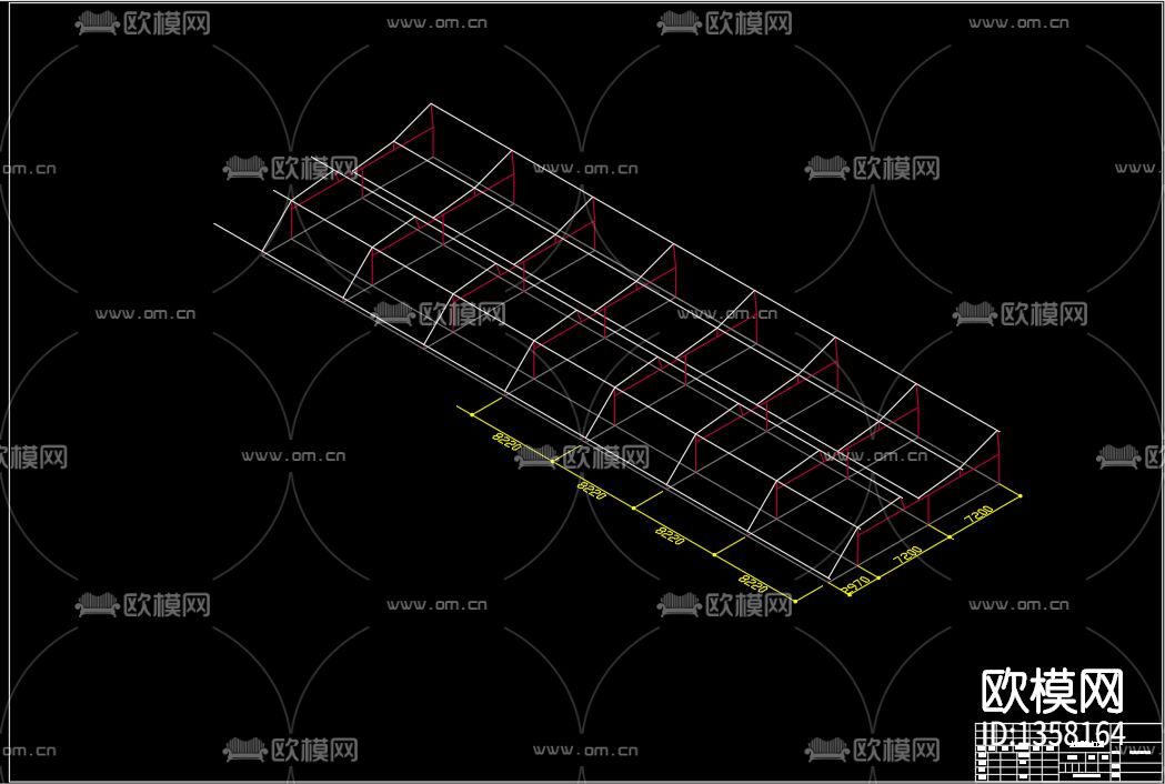 太阳能供热温室大棚cad施工图下载（渲染图2）