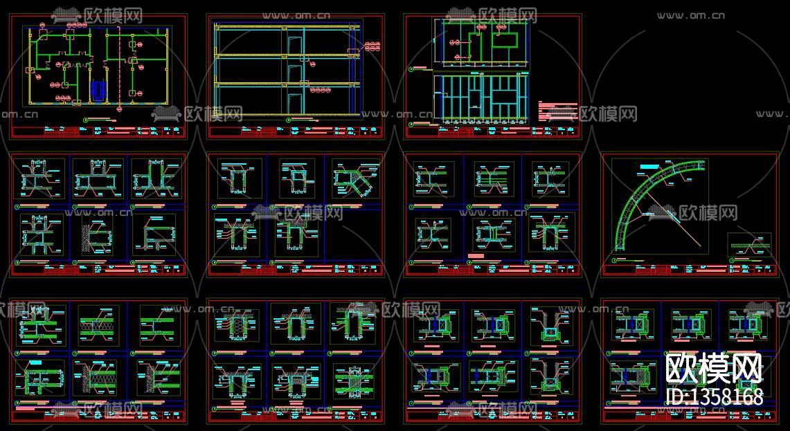 石膏板隔墙节点大样下载（渲染图10）