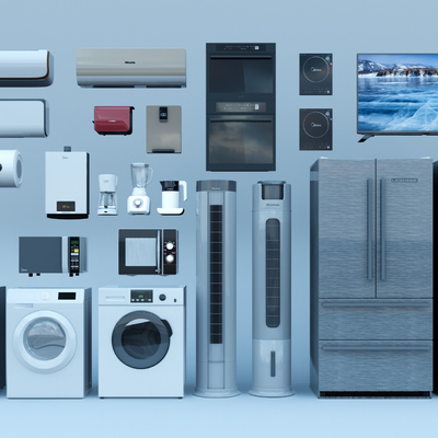  现代冰箱空调洗衣机su模型 