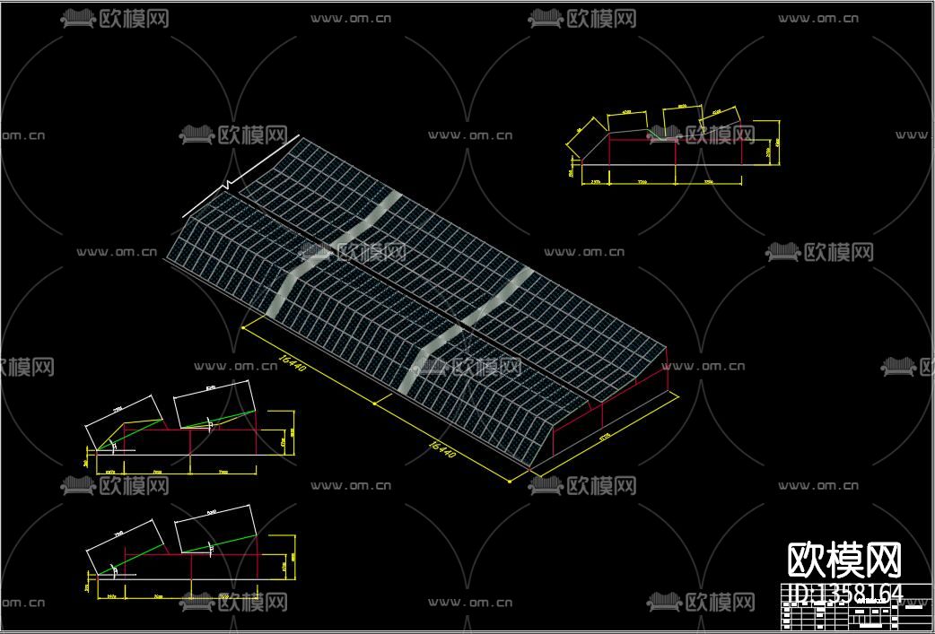 太阳能供热温室大棚cad施工图下载（渲染图4）
