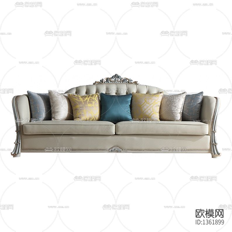 法式轻奢实木雕花布艺双人沙发下载