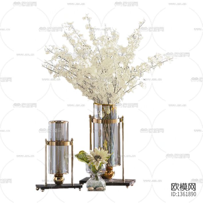 现代轻奢不锈钢花瓶摆放花艺下载