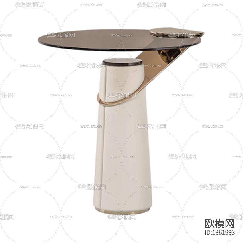 现代轻奢皮革不锈钢圆形边几