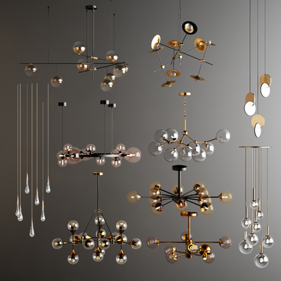 现代玻璃多头吊灯3d模型
