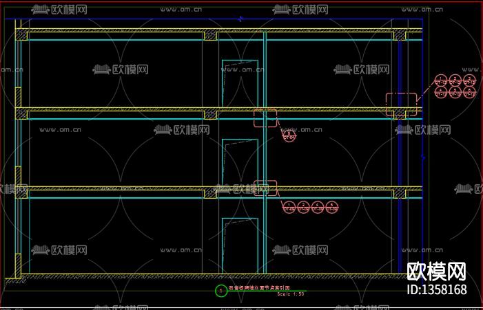 石膏板隔墙节点大样下载（渲染图3）