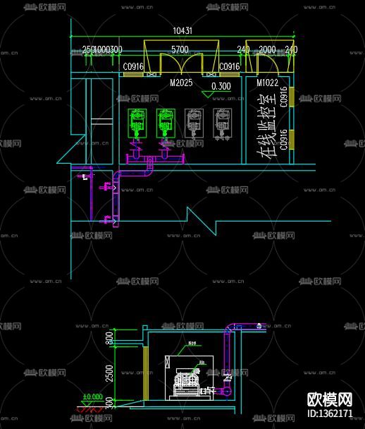 污水处理工程一体化池cad施工图下载（渲染图3）