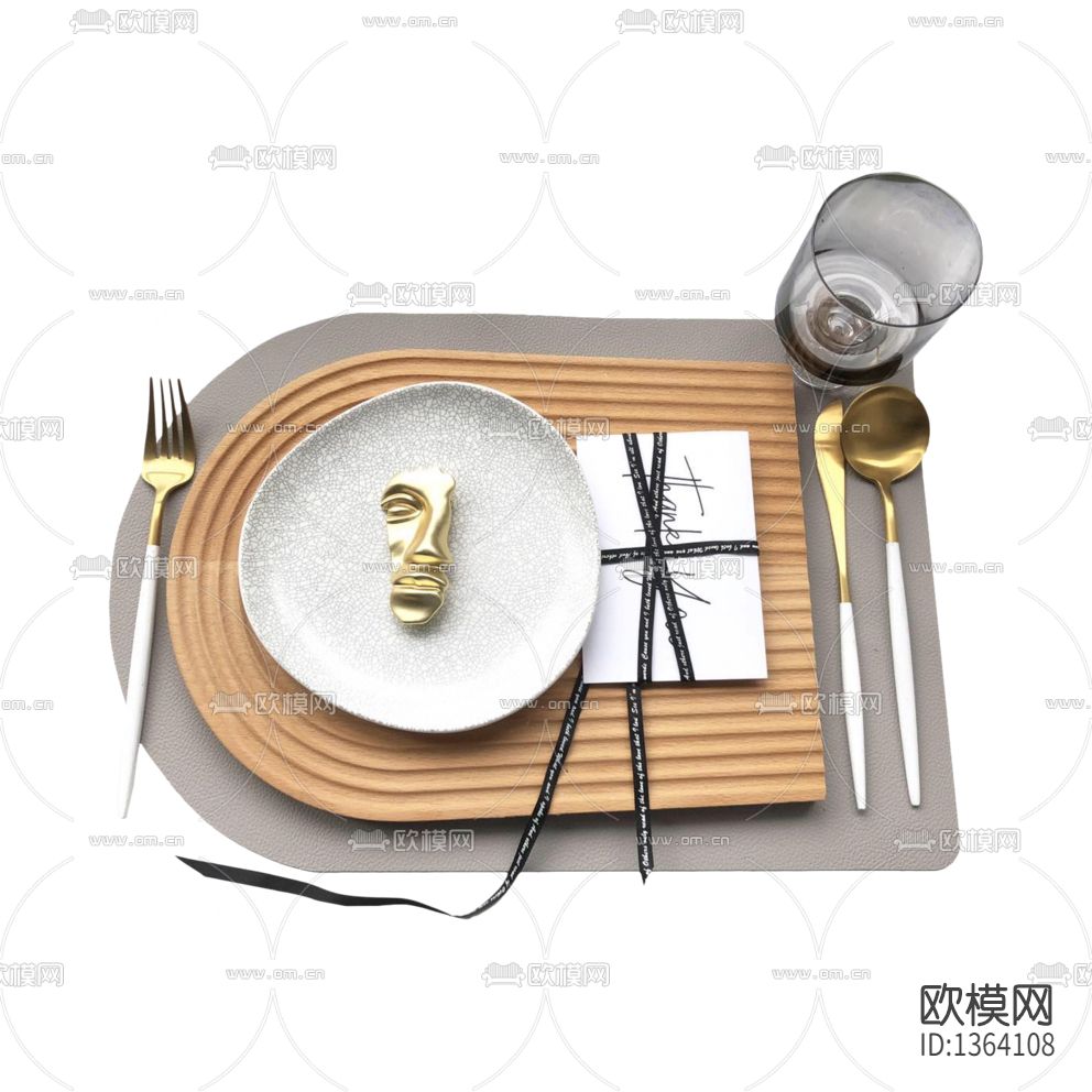 北欧轻奢陶瓷餐盘金属餐具