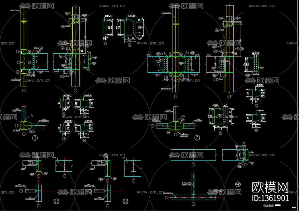 全钢结构展示厅cad图纸下载（渲染图3）