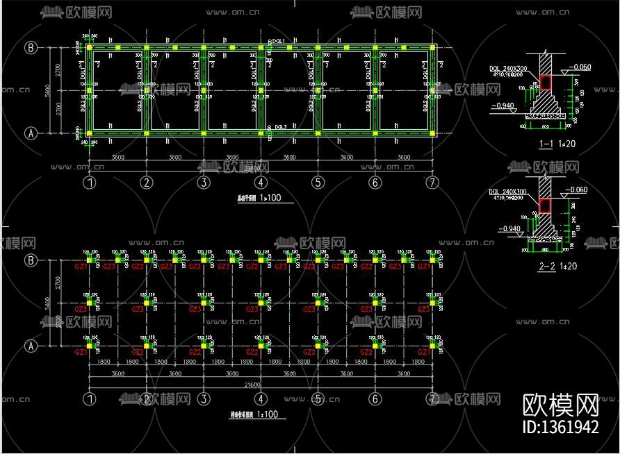 单层砖混cad施工图下载（渲染图2）