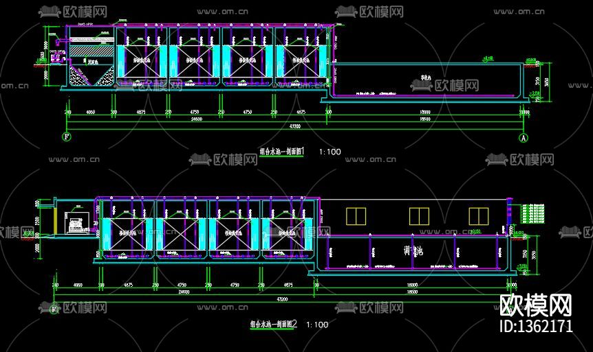 污水处理工程一体化池cad施工图下载（渲染图8）