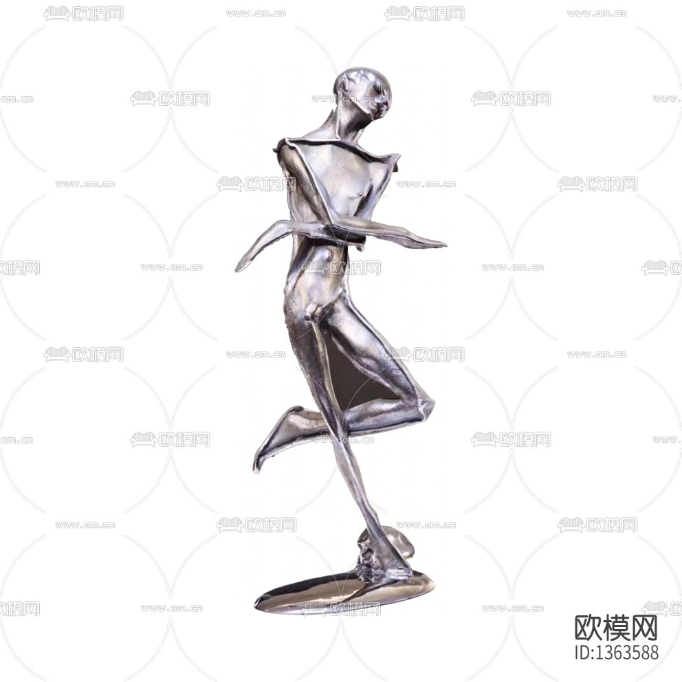 现代轻奢金属抽象人物雕塑下载
