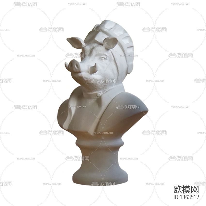 简欧陶瓷野猪厨师半身像雕塑下载
