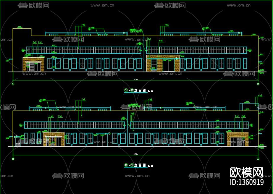 砖混结构厂房建筑cad施工图下载（渲染图4）
