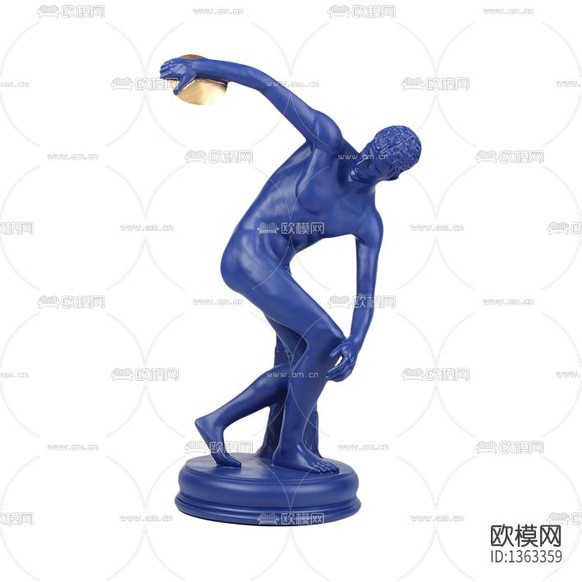 北欧简约陶瓷掷铁饼人物雕塑下载