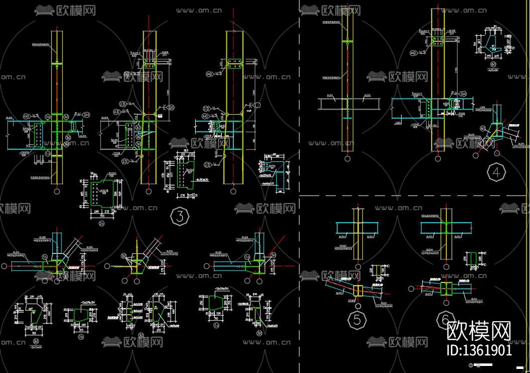 全钢结构展示厅cad图纸下载（渲染图5）
