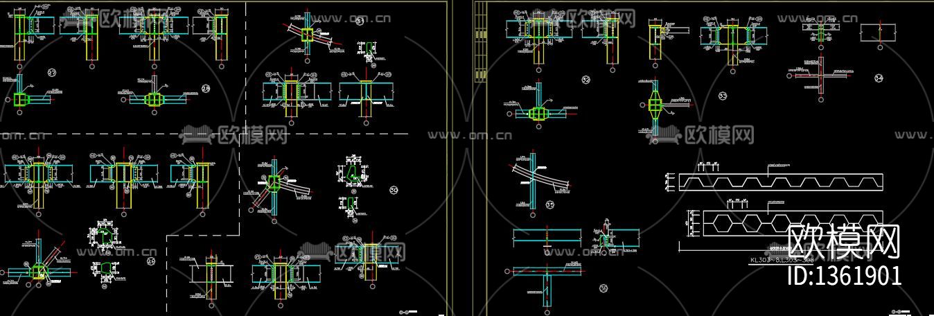 全钢结构展示厅cad图纸下载（渲染图9）