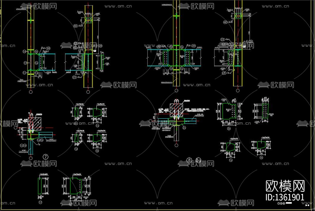 全钢结构展示厅cad图纸下载（渲染图6）