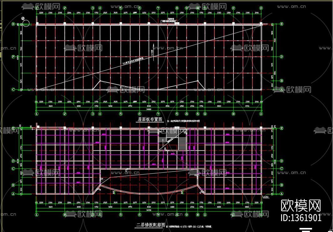 全钢结构展示厅cad图纸下载（渲染图2）
