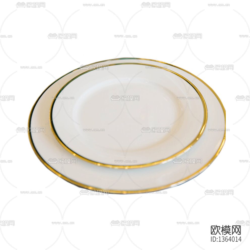 简欧白色陶瓷金边餐盘下载