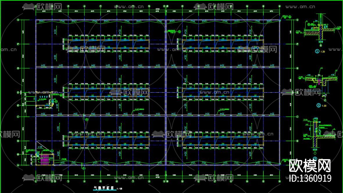 砖混结构厂房建筑cad施工图下载（渲染图3）