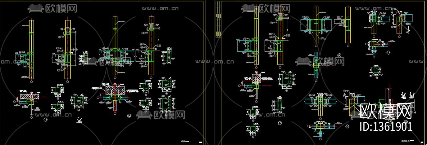 全钢结构展示厅cad图纸下载（渲染图7）