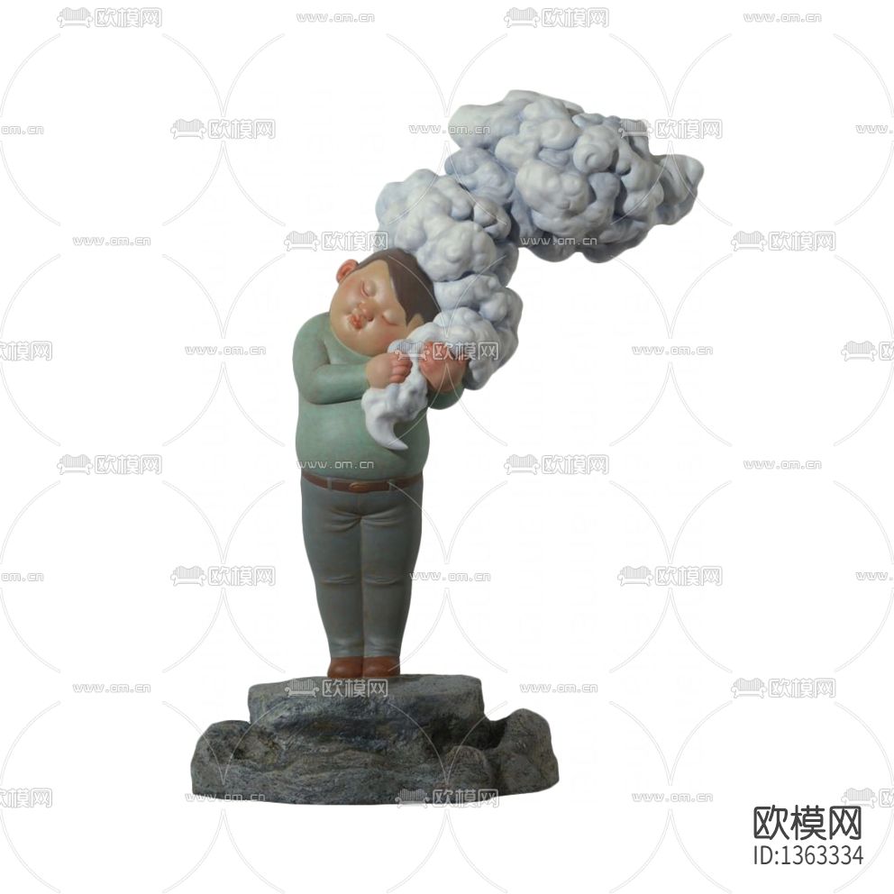 现代简约陶瓷小男孩雕塑下载