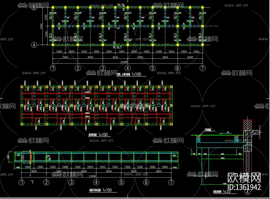 单层砖混cad施工图下载（渲染图4）