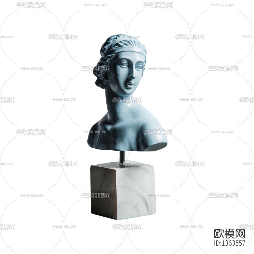 现代蓝色维纳斯大理石纹底座雕像
